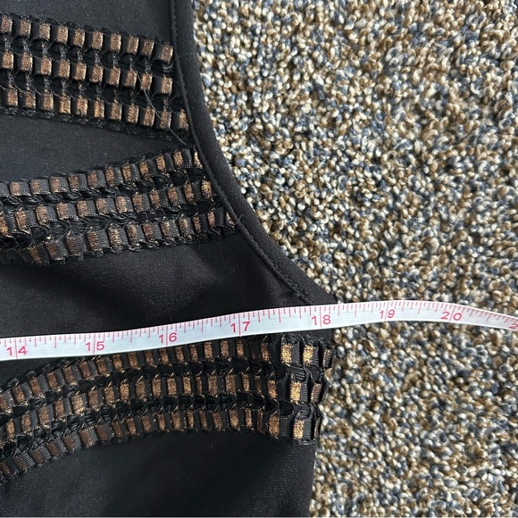 Tadashi Shoji women’s large black metallic foil stripe textured dress career - Picture 11 of 12